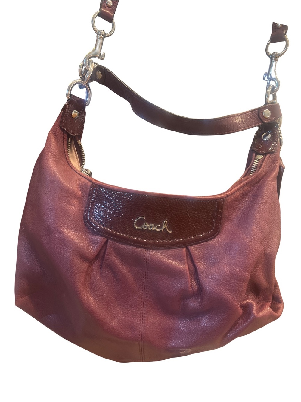 Coach Burgundy Leather Hobo with Dark Trim